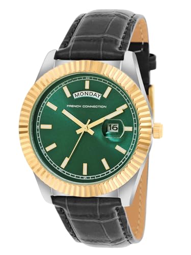 Image of French Connection Day Date Green Dial Quartz Watch for Men - FCN0135NBL