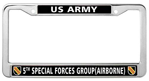 Nuoyizo U.S. Army 5th Special Forces Group (Airborne) Waterproof Stainless Steel Metal License Frame car, Hippie Auto License Plate Frame