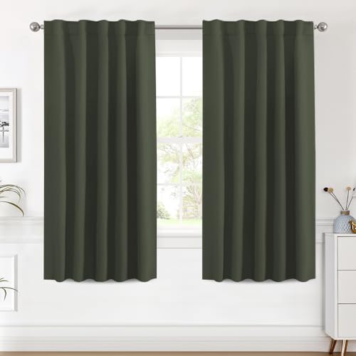 Image of H.VERSAILTEX Blackout Curtains Thermal Insulated Window Treatment Panels Room Darkening Blackout Drapes for Living Room Back Tab /Rod Pocket Bedroom Draperies (2 Panels, Olive, 42 x 63 Inch)