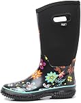 Women's Mid-Calf Waterproof Neoprene Rain Boots - Insulated Rubber Winter Boots for Ladies, Perfect for Rain Snow Mud Comfortable Garden Outdoor Boots (Multi)