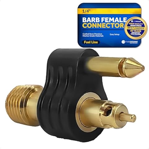 Five Oceans 1/4-Inch Brass NPT Male Fuel Line Connector 2-Prong, Compatible with All Yamaha and Original Mercury (OE) Part #: 22-13563Q7, 22-13563A7, 22-13563A6, 22-13563T7 Female Connectors - FO4408 Cover