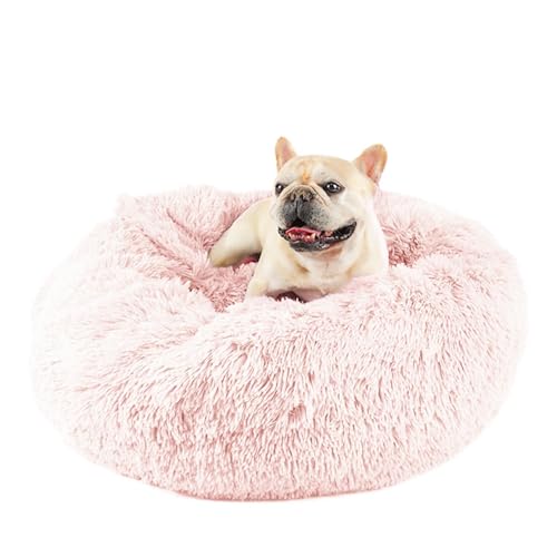 Image of Himax Dog Bed for Medium Dogs, Pink Dogs Beds with Blanket Attached, Calming Anti-Anxiety Fluffy Dog Bed Washable (20 inch /26 inch /35 inch)