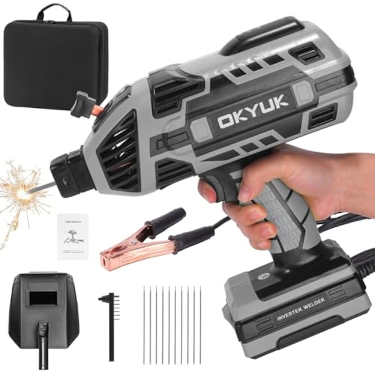 Electric Welding Machine, 110V Portable Welder with IGBT Inverter 6 Variable Current Adjustment, Handheld ARC Welder Gun with 10pcs Rods, Fits for 1/16-1/8 Wire Rods