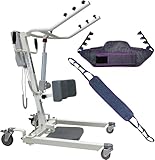 Tuffcare Stand Up Electric Patient Lift - Sit to Stand, Standing Lift, Rhino Lift with Manual Low Base - with Standing Sling (Extra Large) and Buttock Strap, 380 lb. Weight Capacity