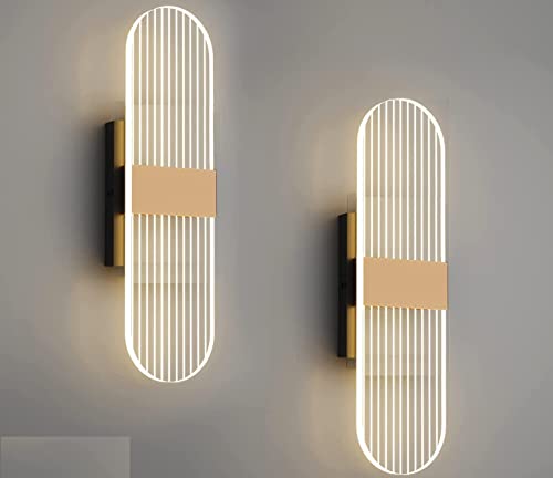 Image of Groeien Pack of 2 Modern LED 15watt Round Shape Nordic Sconce Transparent Indoor Home Acrylic Wall Lamp - Warm White (2, Round Shape)