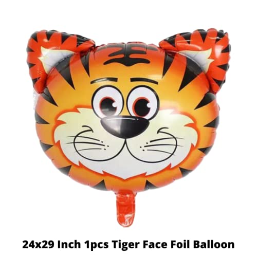 Image of Party Decorz Tiger Face Foil Balloon Big Size (24x29 Inch,1 pcs) Jungle /Safari /Animal Theme Birthday Party Foil Balloon For Children Birthday Party Decoration