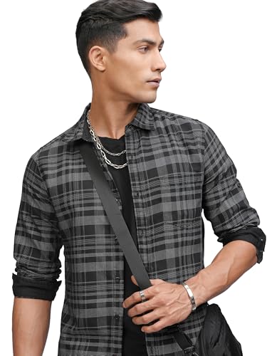 Image of Highlander Men's Slim Fit Casual Shirt | Checkered | Button Closure | Trendy, Breathable & Comtable All-Day Wear
