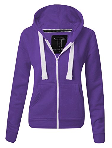 Blush Avenue fabriqué par Malaïka pour Femme Uni à Capuche et Fermeture Éclair pour Femme à Capuche Fermeture Éclair sur Le Dessus, Tailles (UK 8u009628) - Violet - XL