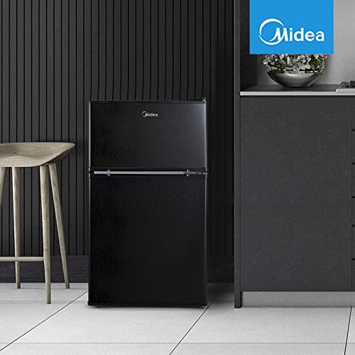 Midea WHD-113FB1 Double Door Mini Fridge With Freezer For Bedroom Office Or Dorm With Adjustable Remove Glass Shelves Compact Refrigerator thumb #5