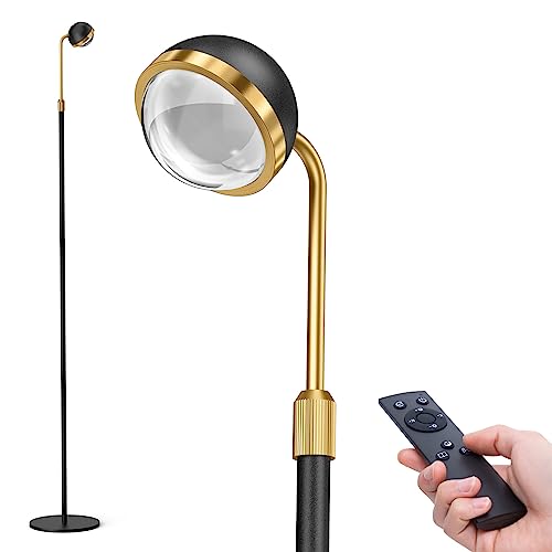 addlonFloor Lamp for Living Room, Reading Floor Lamp with Remote, Dimmable Modern Lamp for Bedroom, Adjustable Height Projector Lamps - Black and Gold