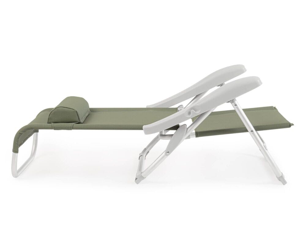 Sedia Da Spiaggia Cayo In Alluminio - Regolabile, Con Cuscino, Textilene (Oliva) - Foto 5