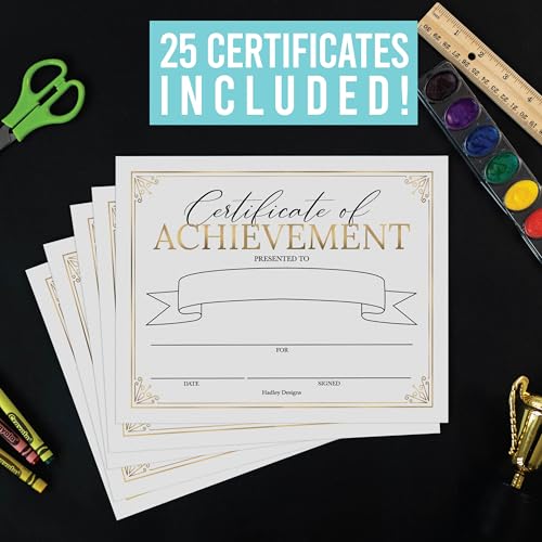 Premium Real Gold Foil Certificate of Achievement Awards -25 Bulk Award Certificates for Students & Employee of the Month, Certificate Paper, Superlative Academic Excellence Certificates of Completion - Image 2