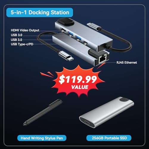 Image of Dell Inspiron 14 2-in-1 Laptop, 14 inch FHD+ Touchscreen Display, AMD Ryzen 5-8640HS, 8GB DDR5, 1TB SSD + 256GB Portable SSD, Backlit KB, FP Reader, SD Card Reader, WiFi 6E, USB-C, Stylus Pen, Win 11