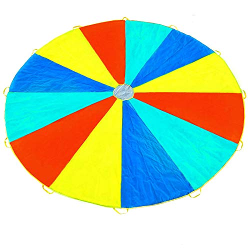 Blithetree Parachute 6 Foot Parachute for Kids, Kids Parachute with 8 Handles Play Parachute Rainbow Parachute Game Toy for Kids Play Party Game Group Play (6 feet) - Thumbnail 2