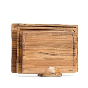 SMIRLY Wooden Cutting Boards For Kitchen – Walnut Cutting Board Set with Holder, Wood Cutting Board Set, Cutting Board Wood, Wooden Chopping Board, Wooden Cutting Board Set