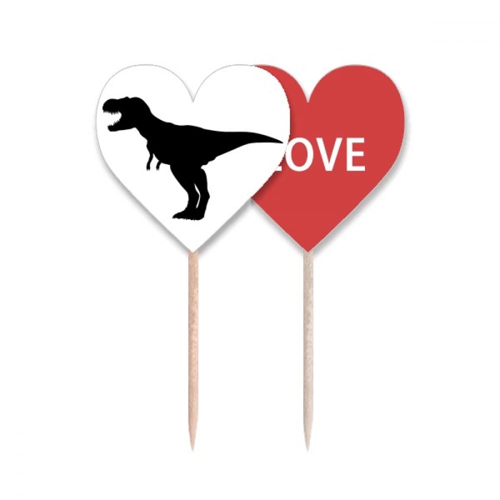 Dinosaure pic cupcake en cœur et drapeau art déco pour buffet
