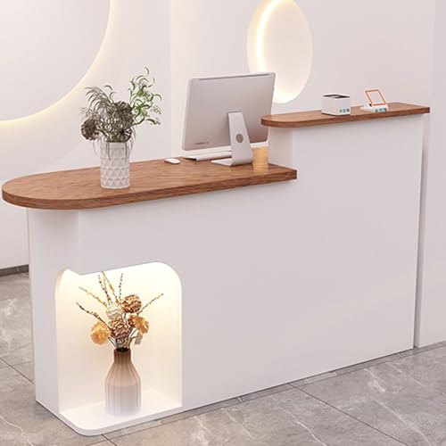 Moderno banco di benvenuto con serratura marrone 100 cm | Elegante bancone di benvenuto per salone, ufficio e area reception | ampia soluzione di archiviazione per reception