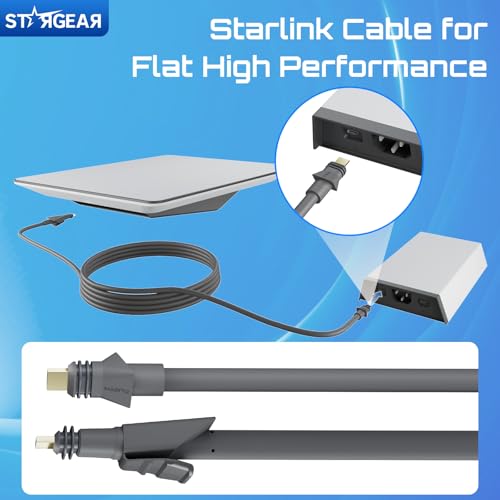 STARGEAR 82FT Starlink Cable Flat High Performance Cable, 22AWG Starlink Accessories Replacement FHP Power Cord Waterproof with End Caps