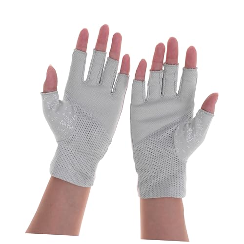 FOMIYES Half Finger Skid Resistance Gloves for Women Protective Riding Gloves Gray for and Outdoor Use Comfortable and Warm Design