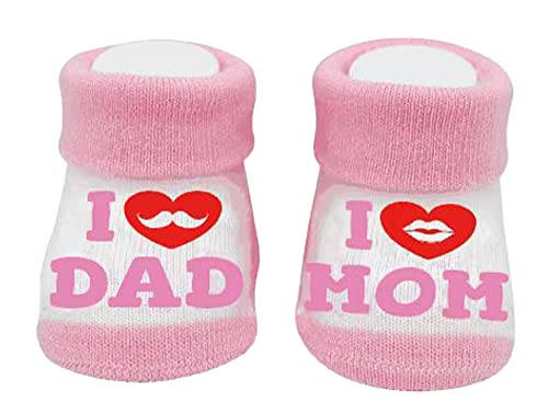EGGPOD Newborn Socks - I Love Mom Dad Infant Baby Preemie Baby Girl & Boy Socks