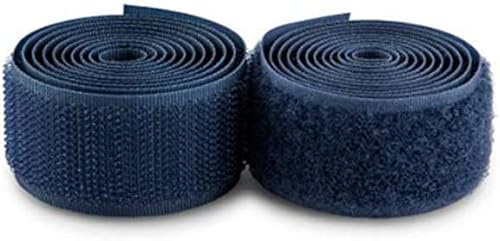 Cinta de velcro para coser azul marino de 1 pulgada de ancho, no adhesiva, 1 yarda de longitud, cinta de nailon azul, juego de sujetadores de tela