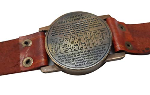 Brújula de Pulsera Estilo Steampunk en Latón con Correa de Cuero miniatura 5