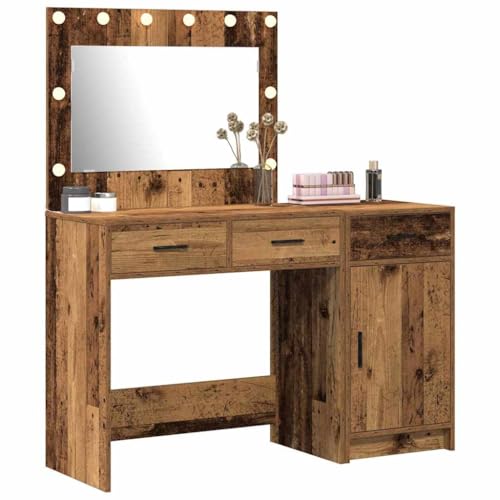 vidaXL Schminktisch mit Tür 2 pcs Braun 40 x 41 x 75 cm Holzwerkstoff, Moderne Schlafzimmermöbel, rechteckiger Schminktisch, viel Stauraum, Flexibler Organizer, Spiegel mit LED-Beleuchtung