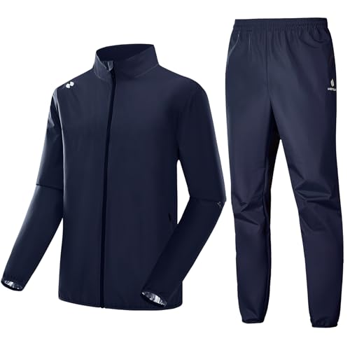 HOTSUIT Sauna Suit Men Lightweight Sweat Suit for Men Boxing Non Rip Sauna Jacket Pant Weight Loss, Dark Blue, M