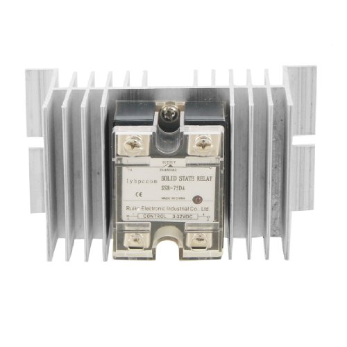 Relé de estado sólido SSR 75A DC a AC monofásico con disipador para control industrial de calor