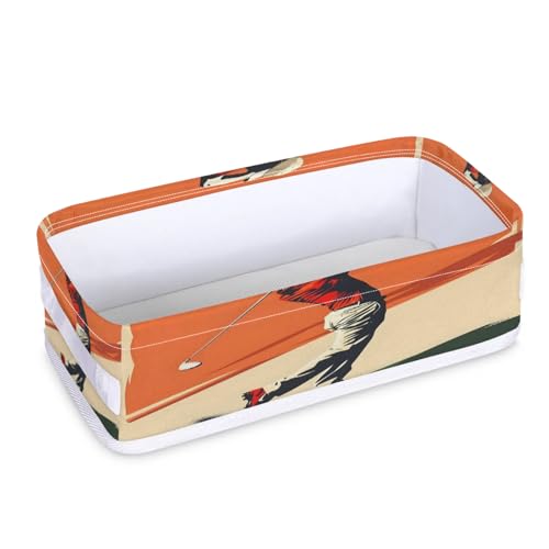 Tablerazzi Toilet Tank Topper Paper Basket with Handle, Golf Bathroom Storage Basket for Organizing, Golf Sports Small Fabric Storage Bins for Bathroom Decor