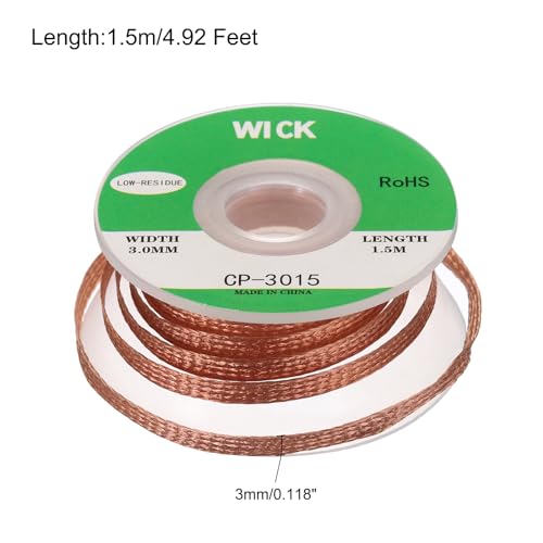 Image of MECCANIXITY Solder Wick Braid No-Clean Desoldering Wick Braid 0.12 Inch Width 5 Feet Length for Remove the Solder Electrical Components 1 Pack