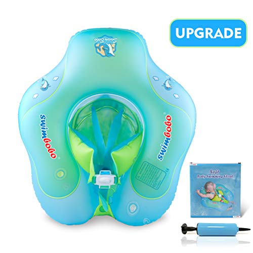 New Upgraded Swimbobo Baby Swimming Float Kids Inflatable Swim Ring with Safety Support Bottom Swimming Pool Accessories for 3-36 Months (Blue, L) - Thumbnail 7