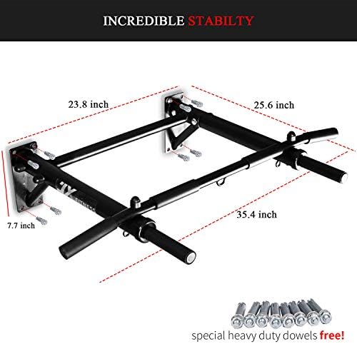 JX FITNESS Pull Up Bar Wall Mounted Chin Up Bar Home Gym Punch Bag and TRX Training Hook Exercise Bracket Upper Body Workout Bar
