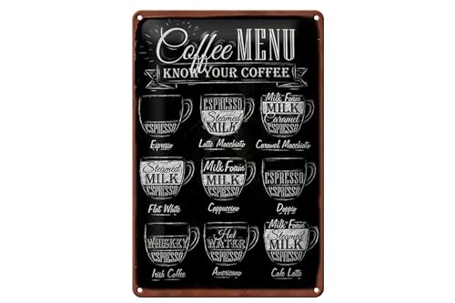 Scudo Lamiera 20x30cm - Made IN Germania - Caffè Menu Piatto Bianco Doppio Metallo Decorazione Targa di Latta