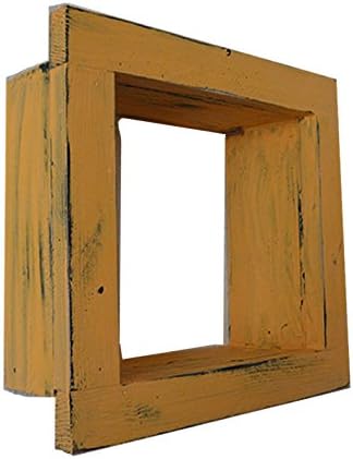 Square Wood/Wooden Shadow Box Display - 12" x 12" - Peach - Decorative Reclaimed Distressed Vintage Appeal