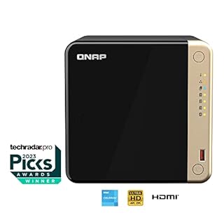 QNAP TS-464-8G-US NAS desktop ad alte prestazioni a 4 alloggiamenti con processore Intel Celeron Quad-core, slot M.2 PCIe e doppia connettività di rete 2,5GbE (2,5G/1G/100M) (senza disco)