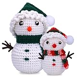 Pnytty Christmas Snowman Crochet Kit for Beginners, Crochet Starters Kit Adult, Complete Little Snowman Craft Knitting Kit with Crochet Hooks Yarns Step-by-Step Video Tutorials for DIY Gift Deco