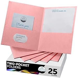 FILE-EZ Two-Pocket Folders, Pink Co...
