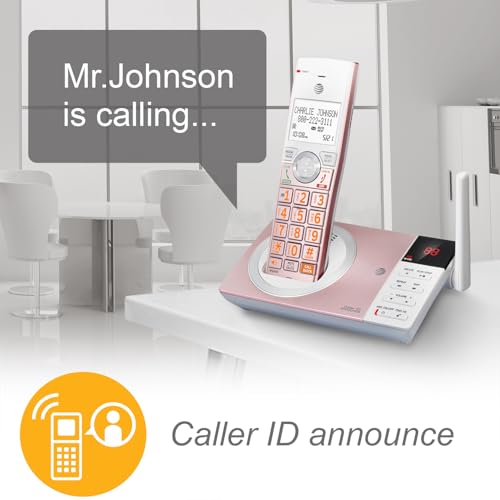 Image of AT&T CL82557 DECT 6.0 5-Handset Cordless Phone for Home with Answering Machine, Call Blocking, Caller ID Announcer, Intercom and Long Range, Rose Gold