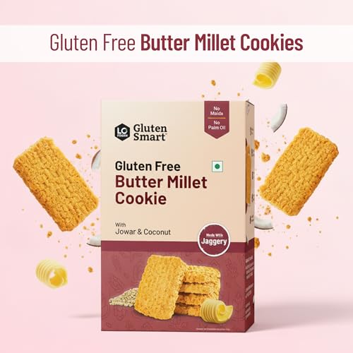 Image of Lo Foods Millet Jaggery Cookies 200g x 2 | Gluten Free Butter Cookie | No Maida No Palm Oil Biscuits | No Added Sugar Biscuits | Butter Biscuit