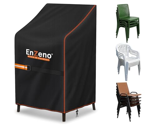 Enzeno Gartenstühle Abdeckung Schutzhülle für Stapelstühle Winterfest Abdeckhaube Gartenstuhl Stuhlüberzug UV-Beständig Abdeckhülle für Gartenmöbel(70x70x80/120cm)