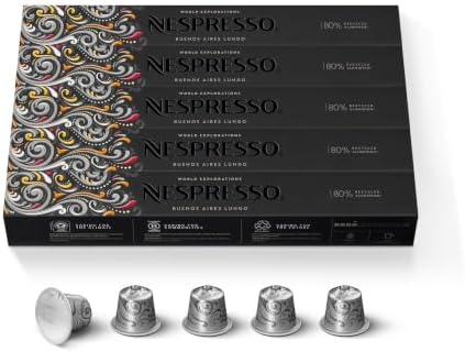 Nespresso Original, Buenos Aires Lungo, Light Roast, 50-Count Coffee Pods