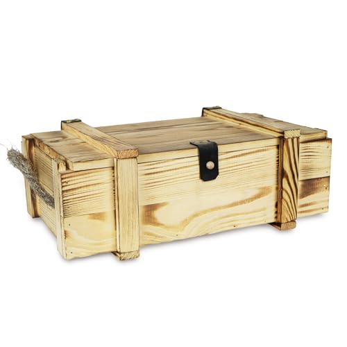 Kistenkolli Altes Land Weinkiste 2er geflammt inkl. Holzwolle/Holzkiste/Geschenkbox/Aufbewahrungsbox/Überraschungskiste/Weinbox/Hochzeitskiste (2er Weinbox)