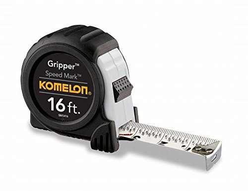Komelon SM5416 Speed Mark Gripper Acrylic Coated Steel Blade Tape Measure 16-feet by 1-Inch, White (4 Pack)
