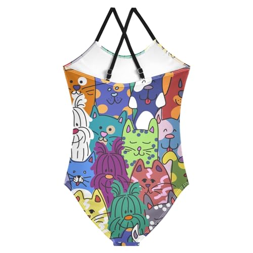 Image of CaTaKu Girls One Piece Swimsuits Hawaiian Toddler Bathing Suit for Girls Kids Swimwear 3-10 Years