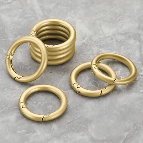 Image of Gkeygo Key Ring Clip, 4 /5 Inch Keychain Rings, 8 Pack Round Carabiner Clip for Keys, Buckle, Bags, Purses - Key Chain Hooks Replacement Keychains Lanyard DIY Crafts - Pearl Gold