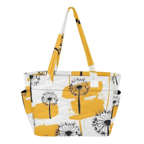 Bolso tote para mujer, amarillo, acolchado, con cremallera, tipo bandolera pequeña, ideal para trabajo, viaje y universidad miniatura 1