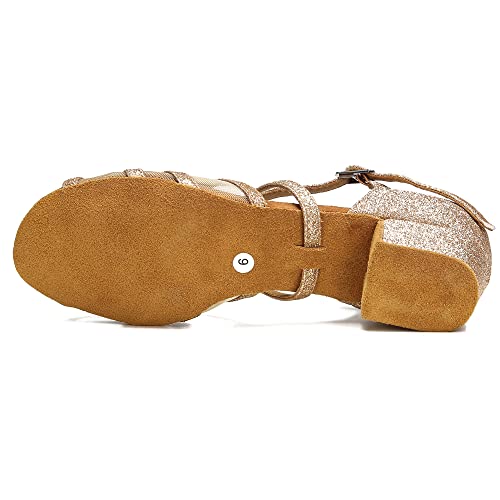 Image of Low Heel Ballroom Dance Shoes Women Latin Salsa Practice Dancing Shoes 1.5 Inch Heel ZB14