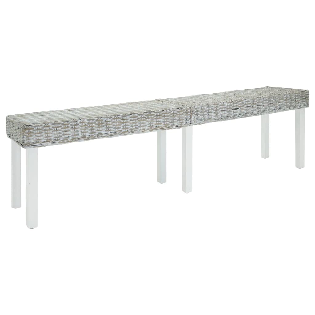 Banc porte-manteau blanc en rotin et acajou pour l'entrée