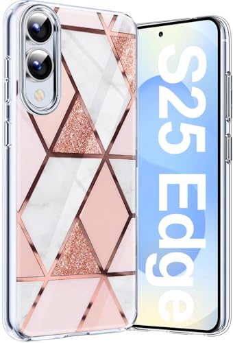 Coque protection Samsung Galaxy S25 Edge marbre paillettes